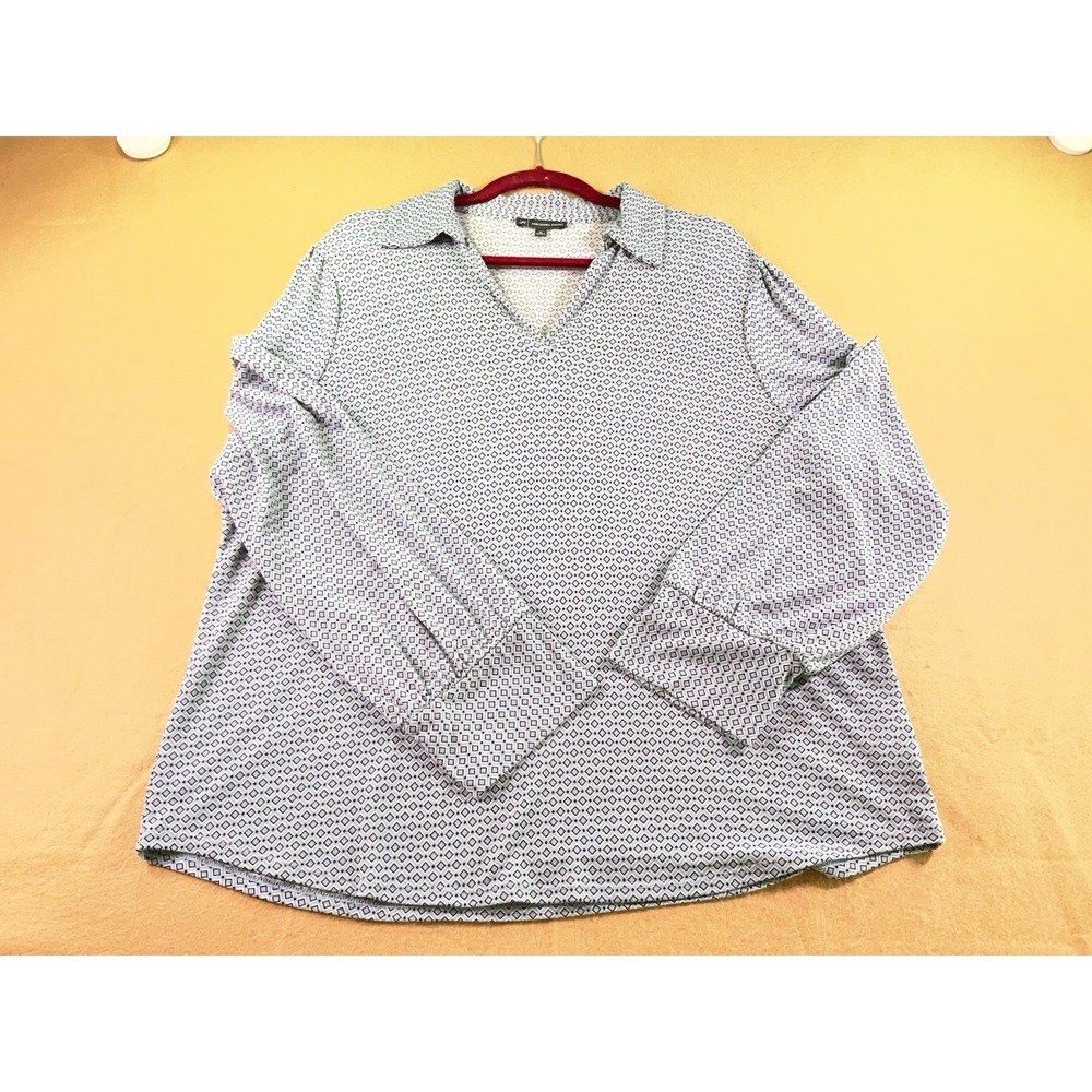 Adrianna Papell Women's Top Size XL Geometric Church Office Blouse